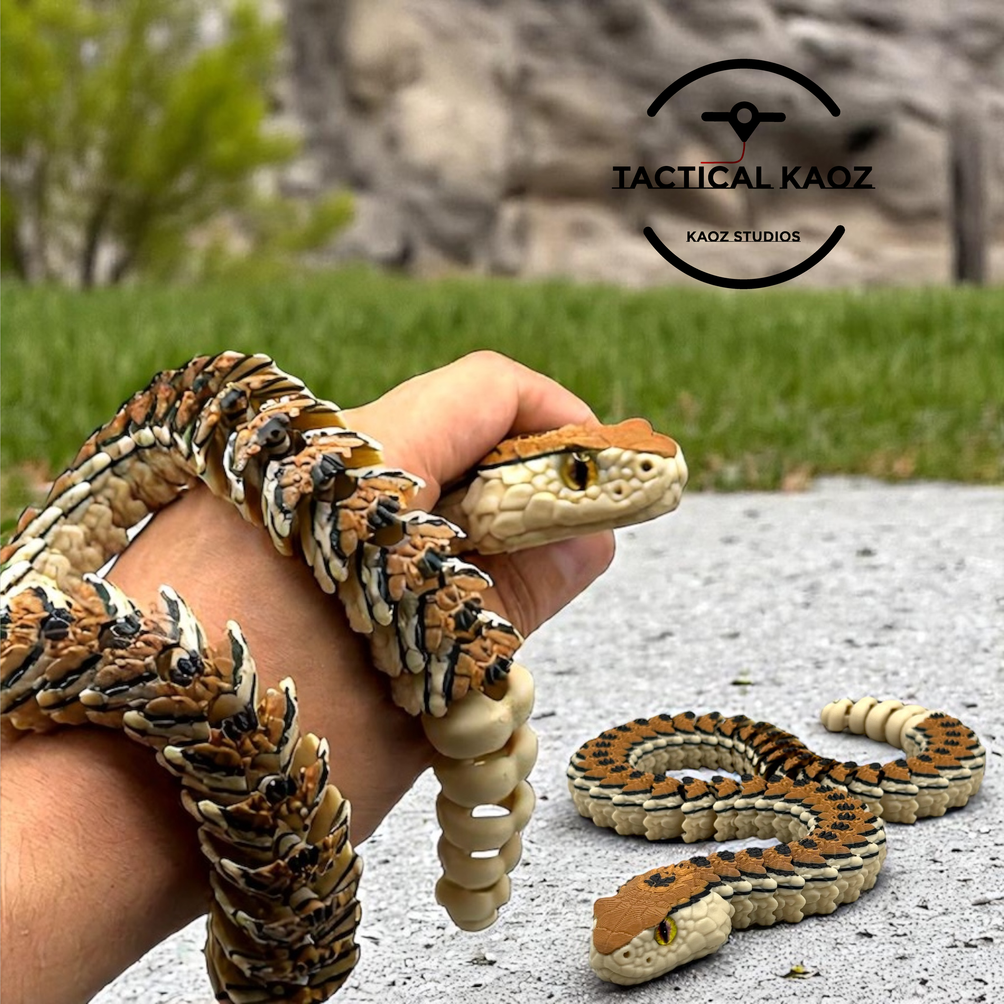 Articulated Rattlesnake | Pre-Painted + Optional 8mm Glass Eye